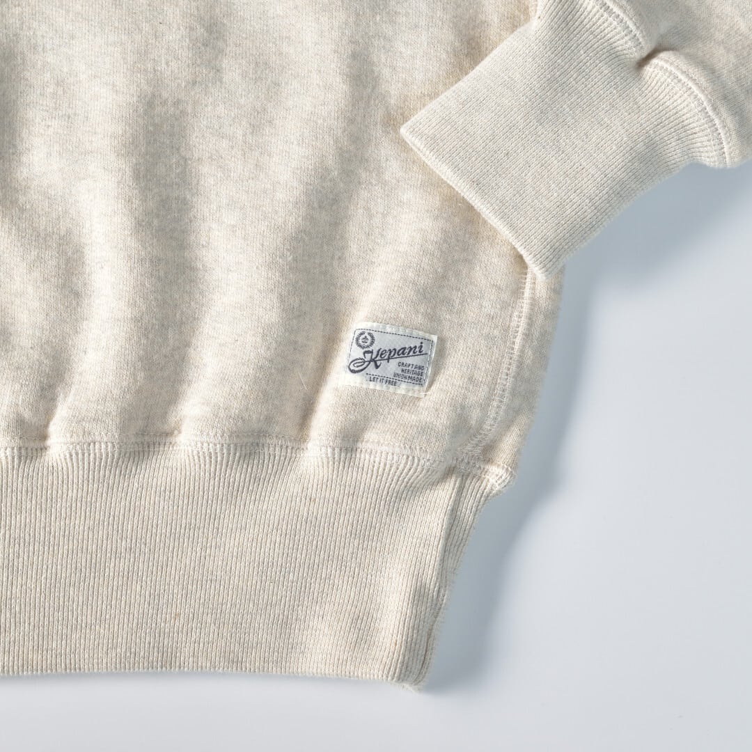 Kepani ケパニ ラフィー裏起毛 HARRIS-Ⅱ GUSSET CREW・オートミール【送料無料】