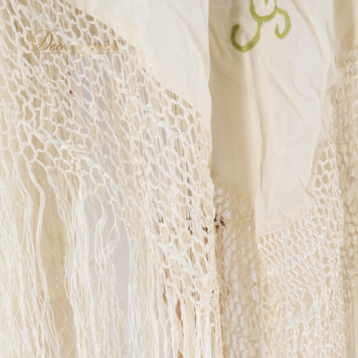 フラメンコ 衣装 マントン シージョ アイボリー クリーム 刺繍 フレコ