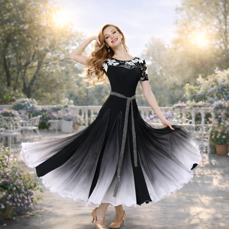 グラデーション・エレガンス フローラルスリーブ スタンダードドレス ds0251