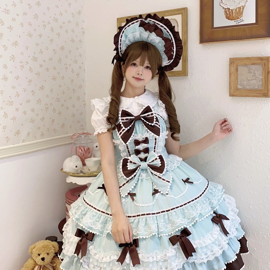 甘ロリ ボンネット パステルカラー×ピンク×ブルー 4色展開｜WithU