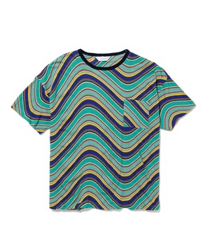 Sasquatchfabrix. / 25SS-CST-001 H/S T-SHIRT ”PSYCHEDELIC BORDER” (NAVY)