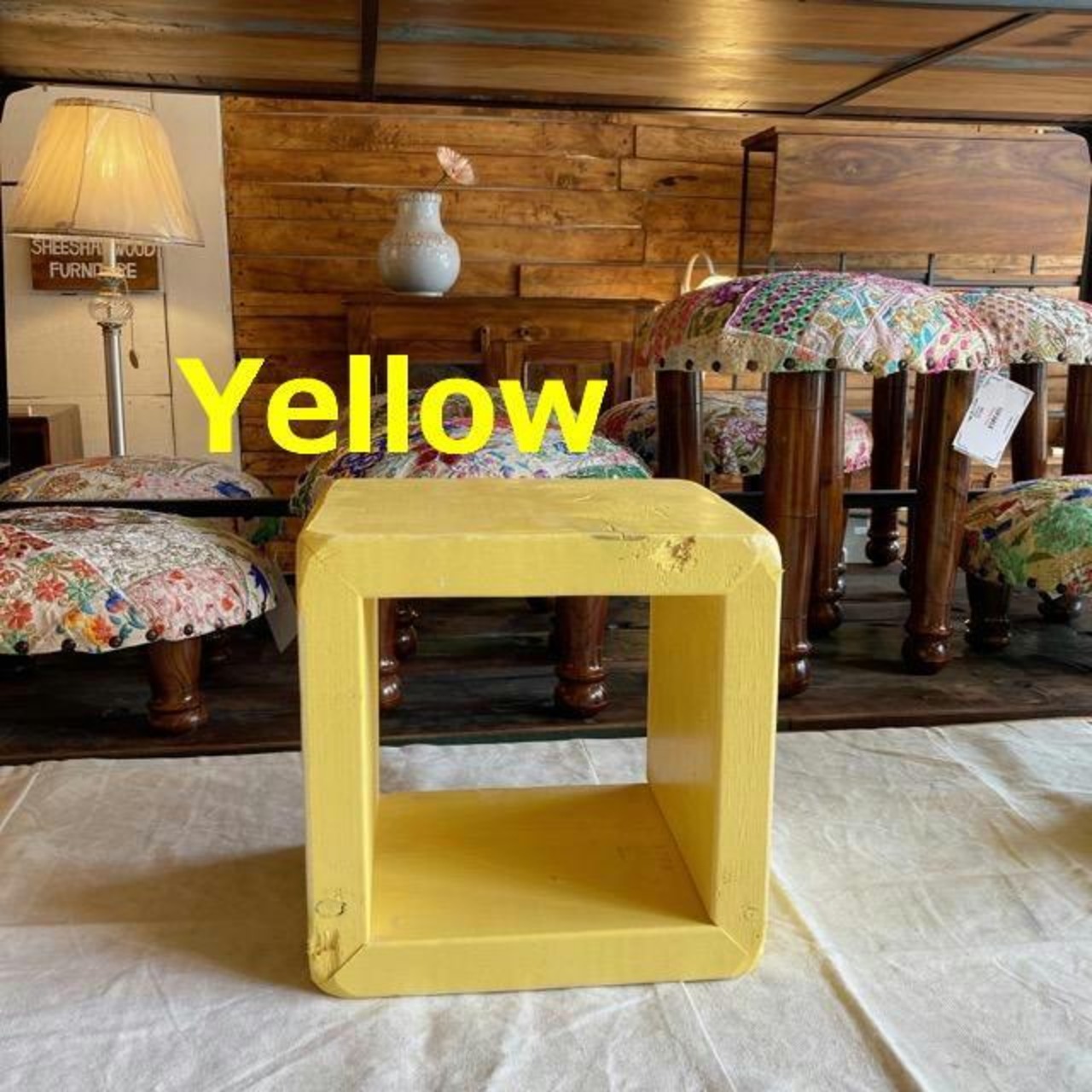 TOPANGA Furniture　カラフルウッドボックス　Sサイズ/グリーン　ピンク　ターコイズブルー　ホワイト　イエロー　レッド　受注生産可能　