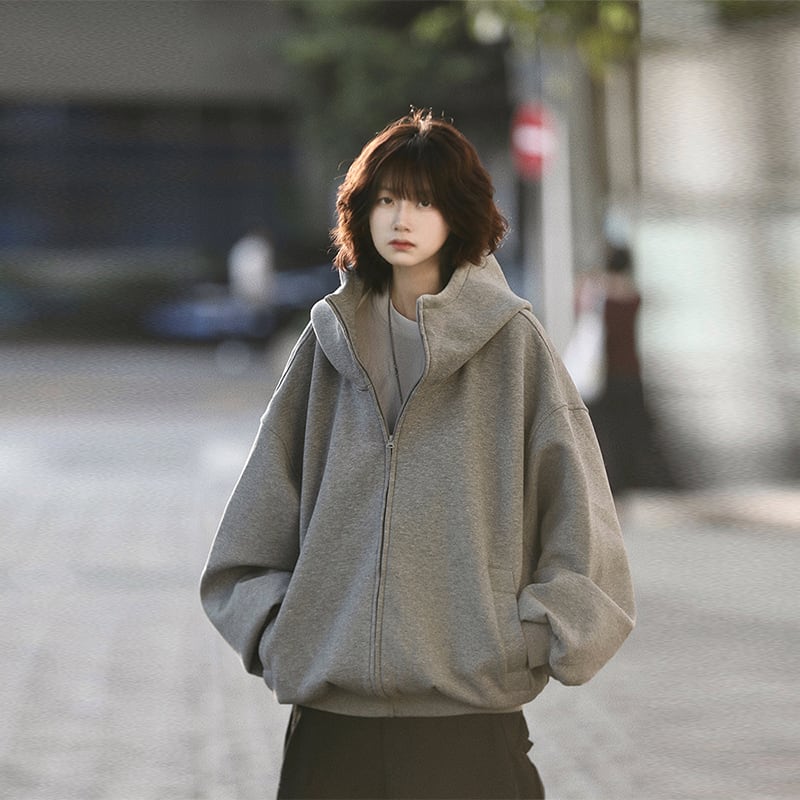 AFISHSTAYオーバーサイズフード付きジップアップパーカー | mblueshop