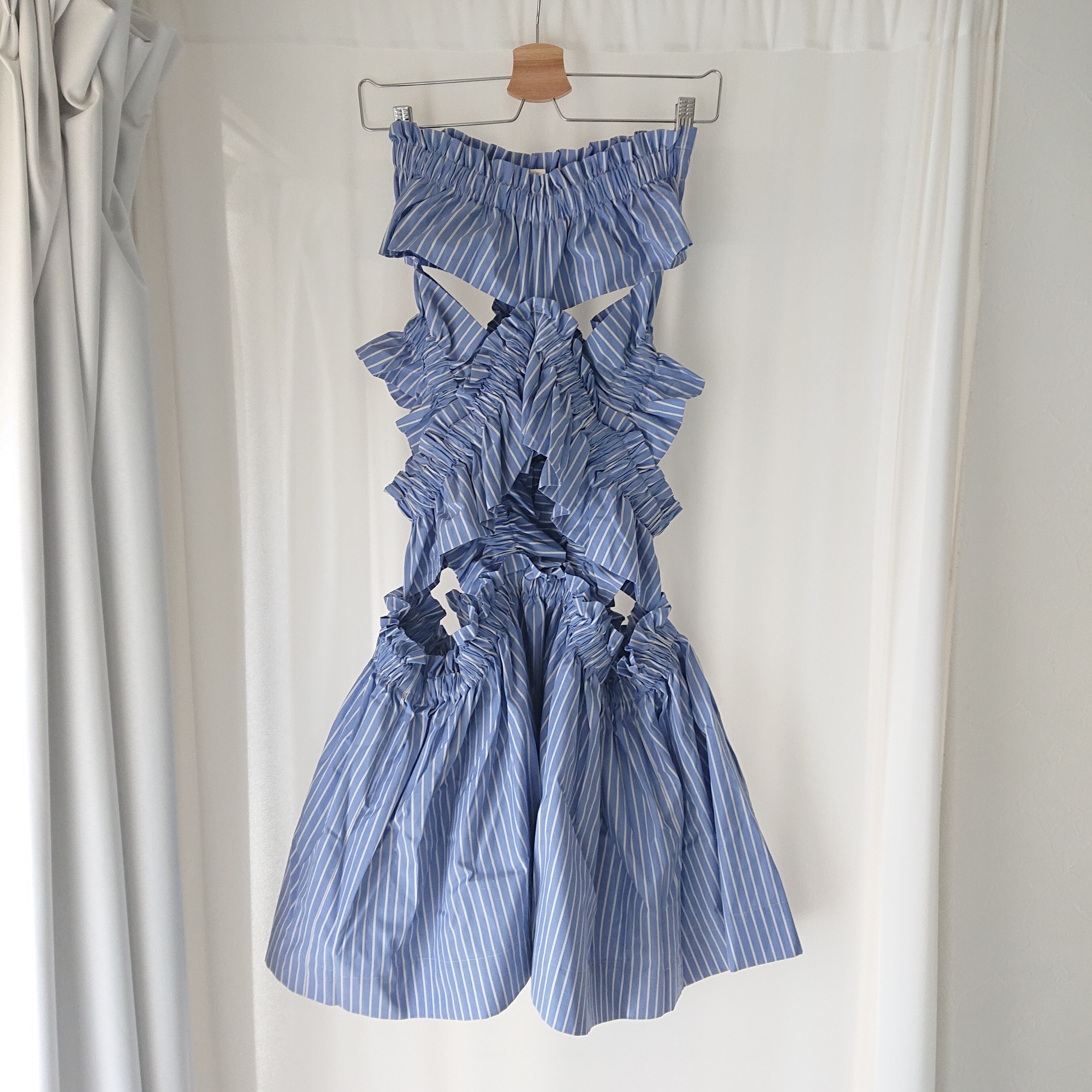 HOUGA waltz frill skirt(blue stripe) | KIAM PARLOUR