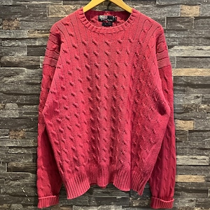 RALPH LAUREN COTTON CABLE SWEATER PINK 1990'S OLD