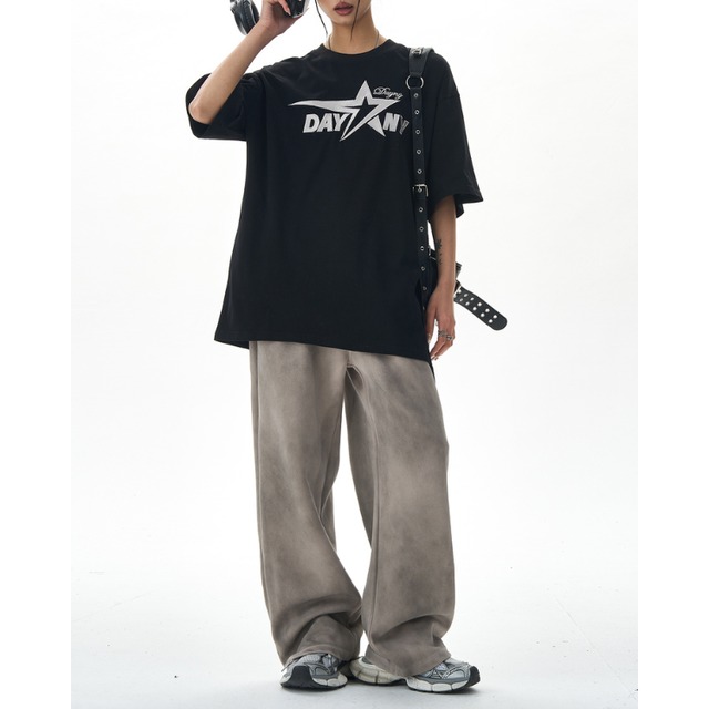 star embroidered logo short sleeve tee　スター刺繍ロゴ半袖ティー　J1004