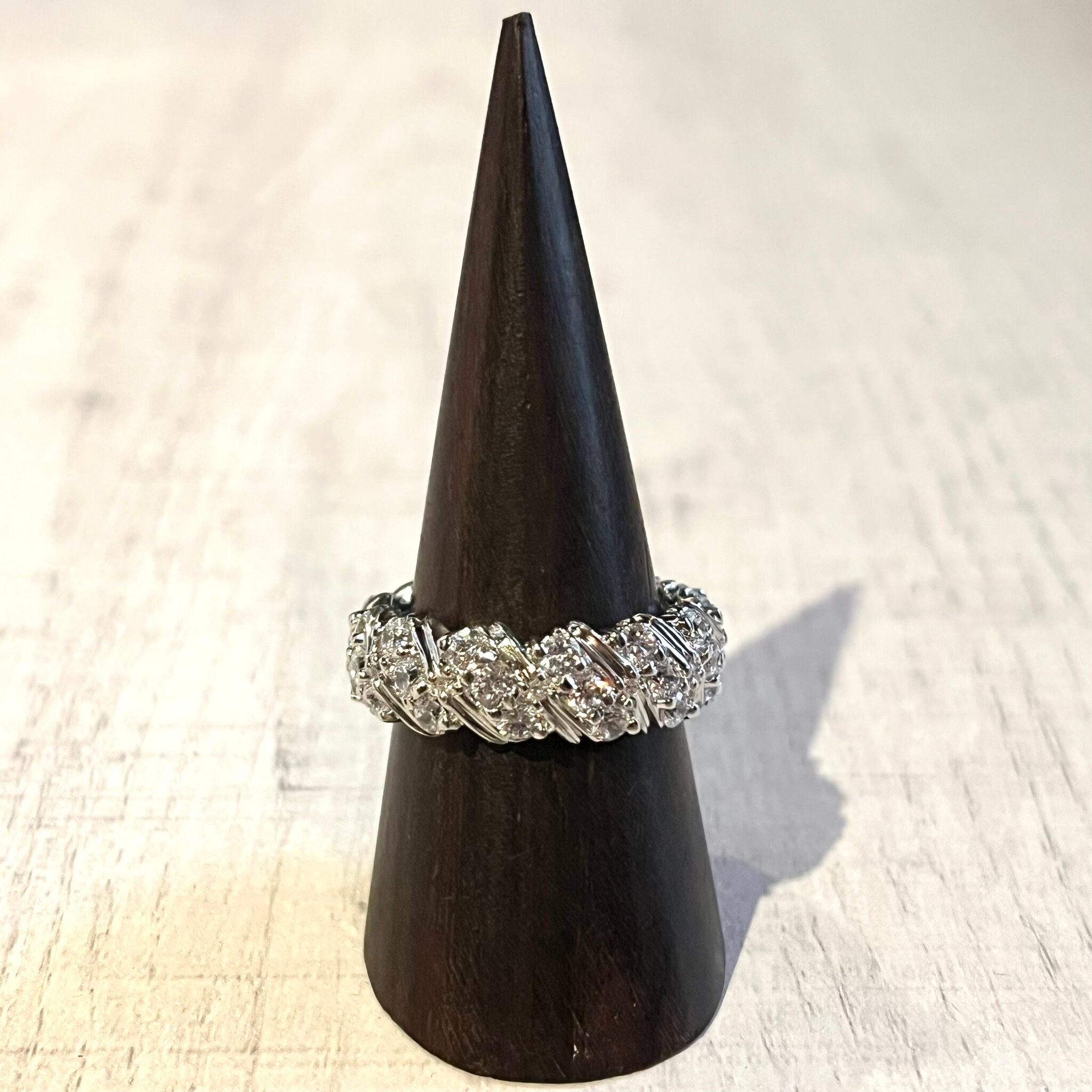 GEOMETRIC BLACK INLAY LATTICE RING-SILVER925-幾何学的リング