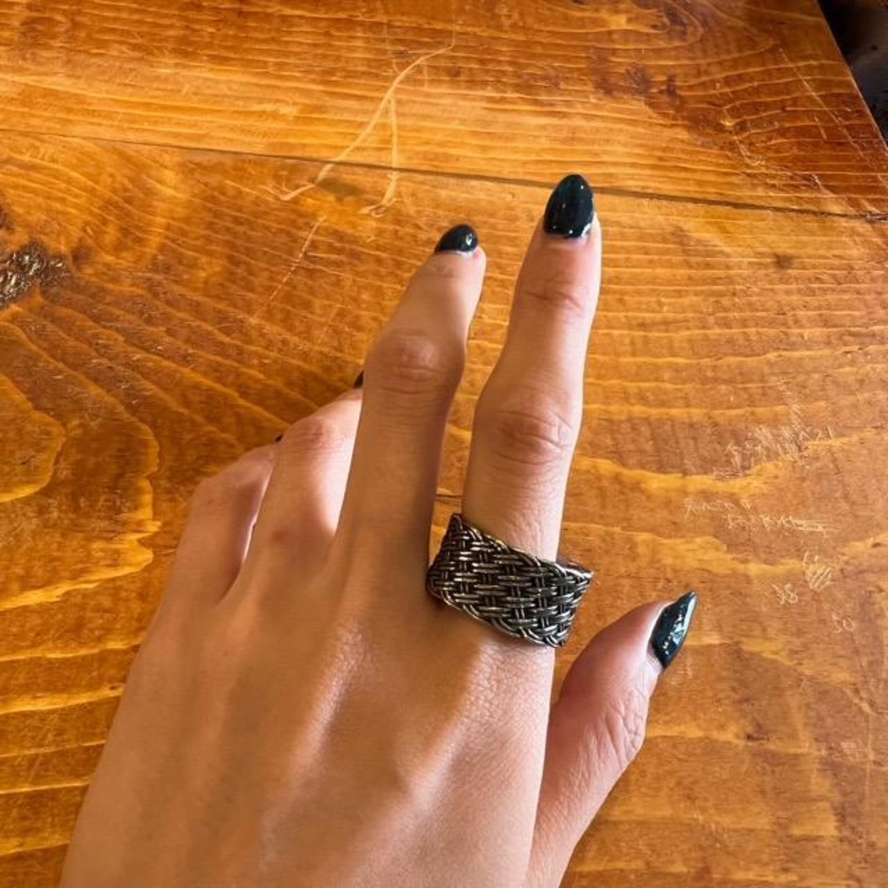 TOPANGA Jewelry Mesh Chain Ring Size 21 24 25 Ring Accessory Present Silver Mesh Chain Ring