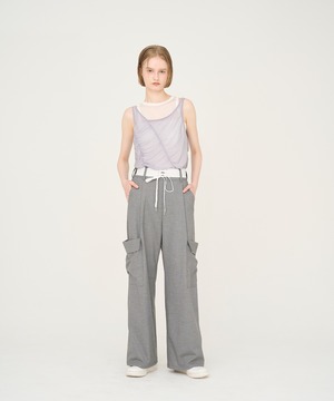 Nora Lily elle  /Ripple Sheer Layered Tank-  /Sky Blue x Whit