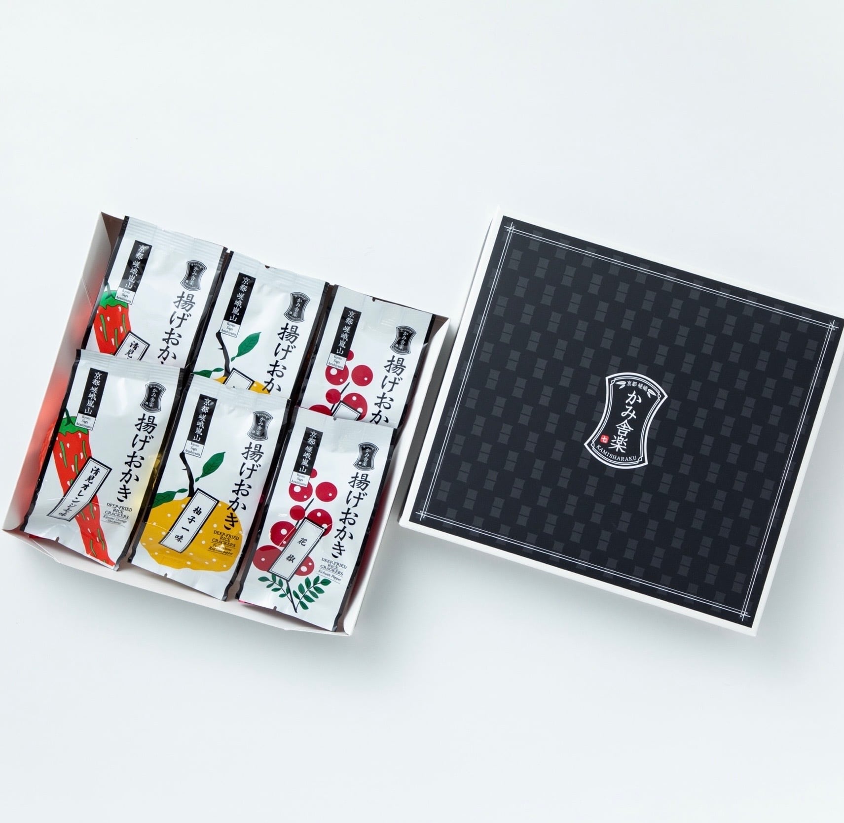 揚げおかき3種小袋 6個入り / Rice Cracker Box (6 Pieces) | 京都嵯峨