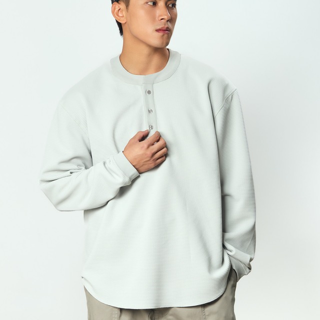 ワッフルヘンリー・ドライタッチ｜長袖Tシャツ