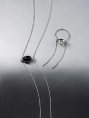 RITSUKO KARITA｜Chain onyx・crystal ring｜Silver925 チェーンリング オニキス・水晶