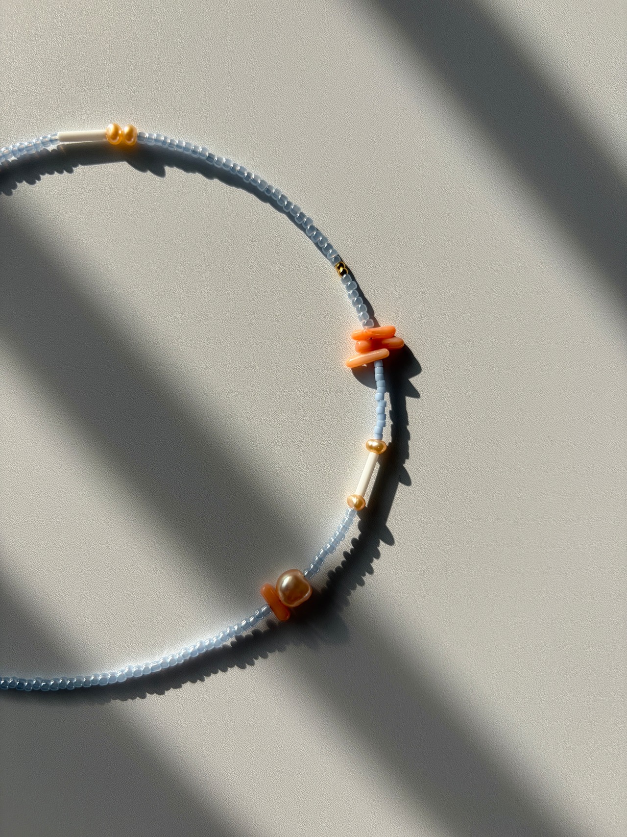 Coral Blue Beads Necklace［BZN42］