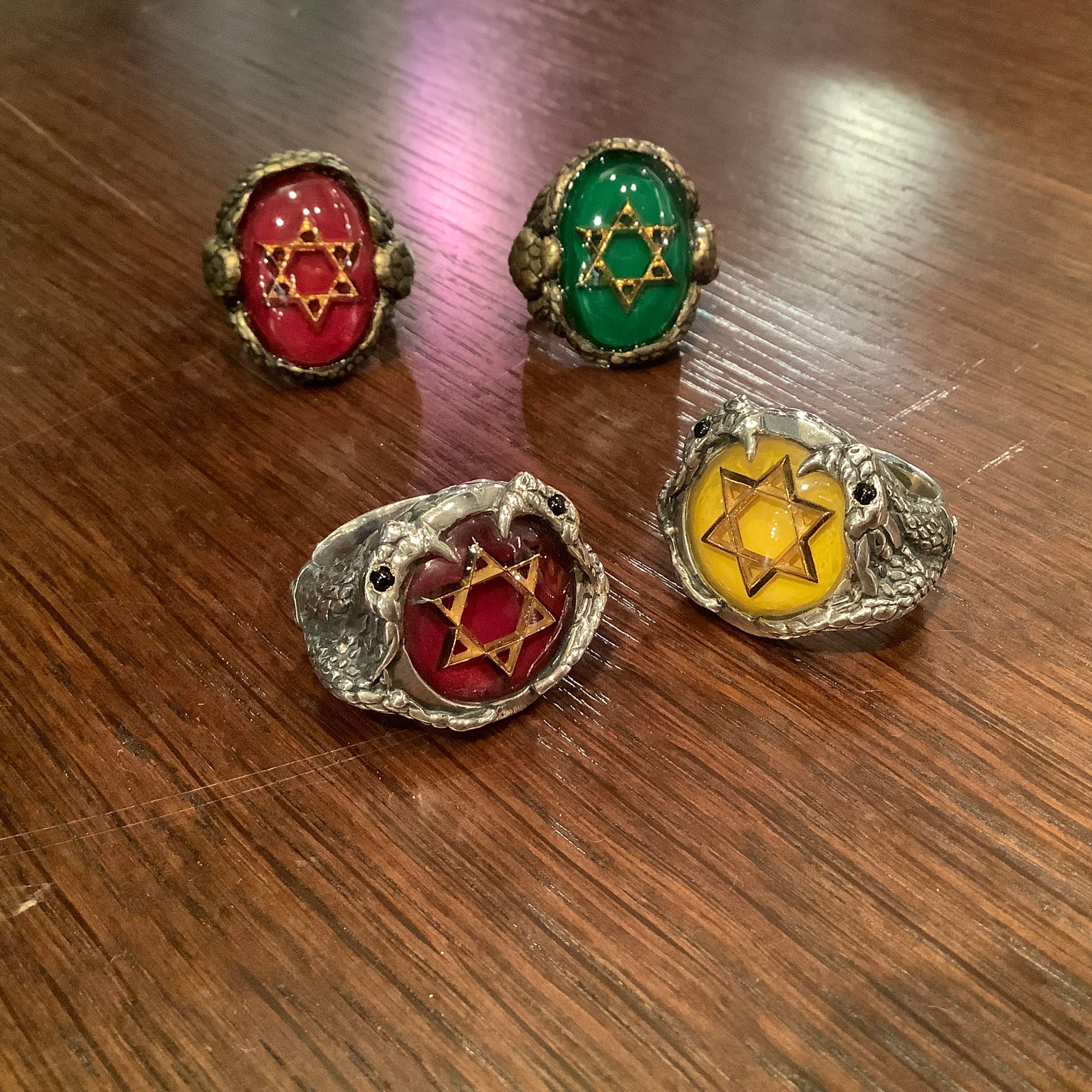 haraKIRI ハラキリ六芒星リング；マット蛇 赤 Silver Jewelry