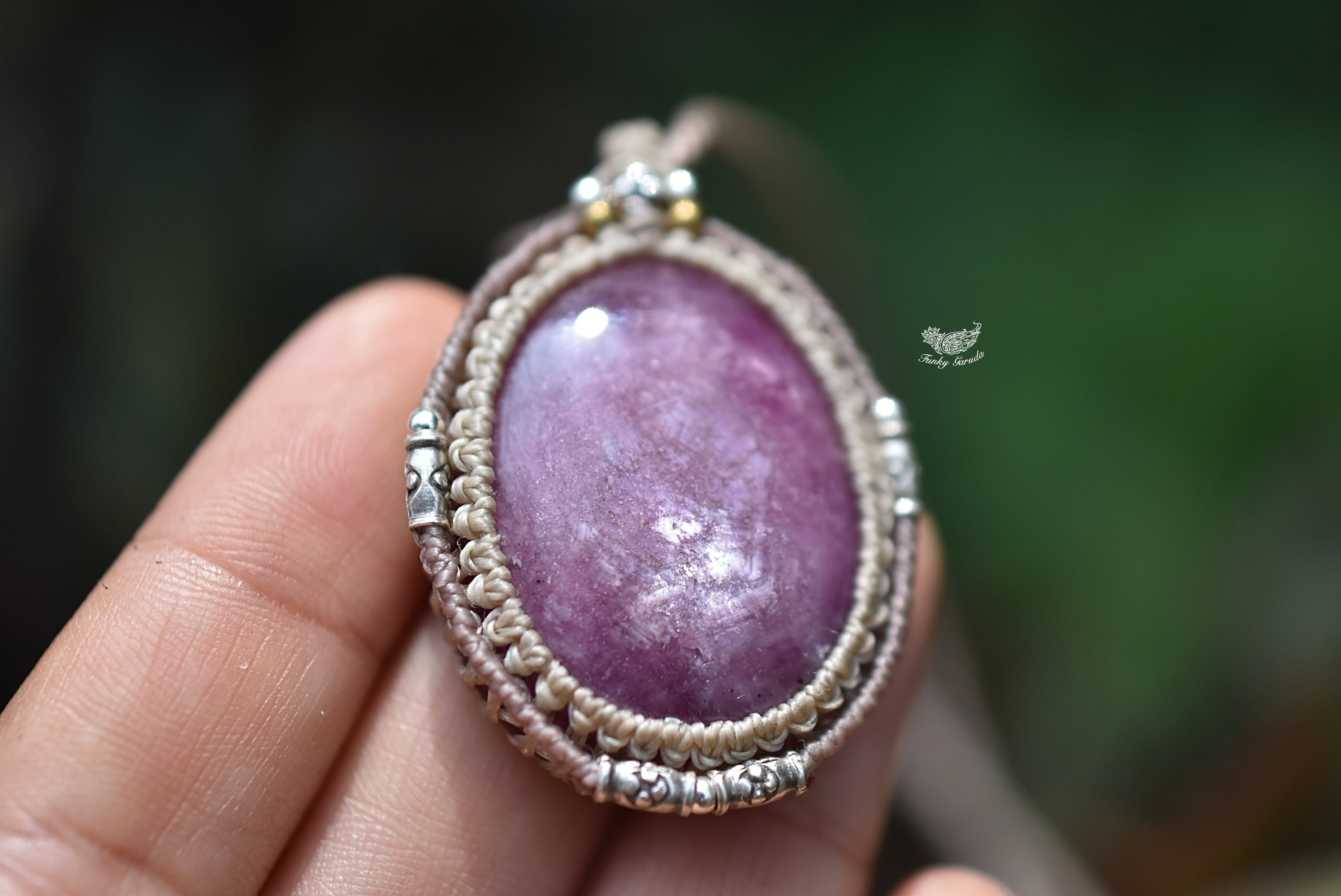 シラー見える★大粒★ルビーマクラメネックレス1030