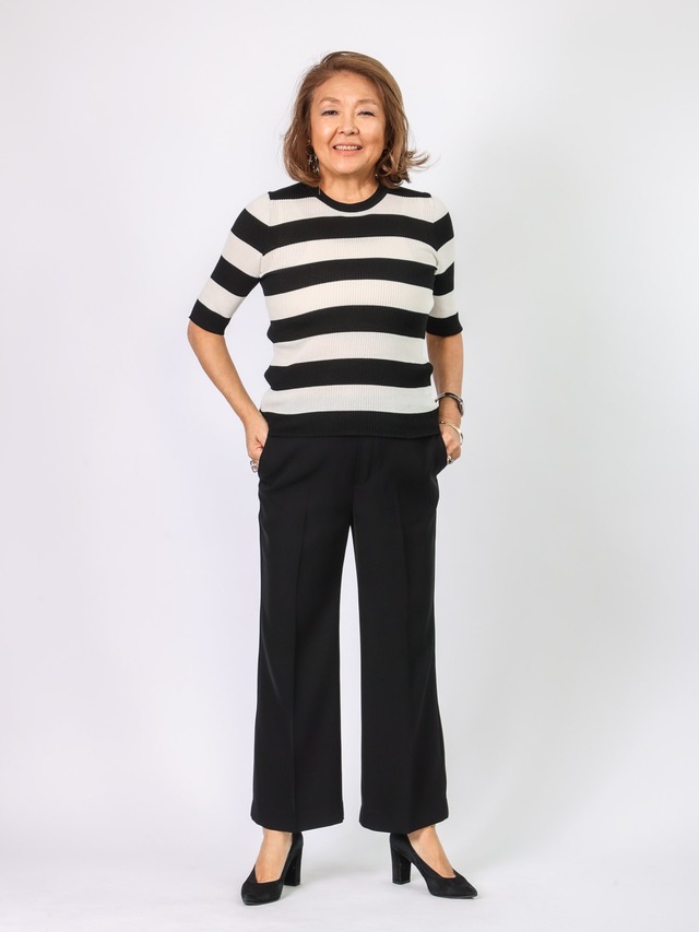 五分袖リブニット(BEATRICE)