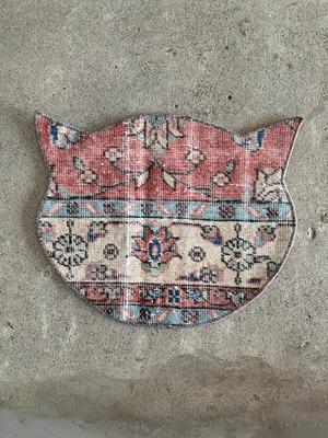 ヴィンテージ　トルコラグ　トルコ絨毯　キャットマット　50x40　CAT122
