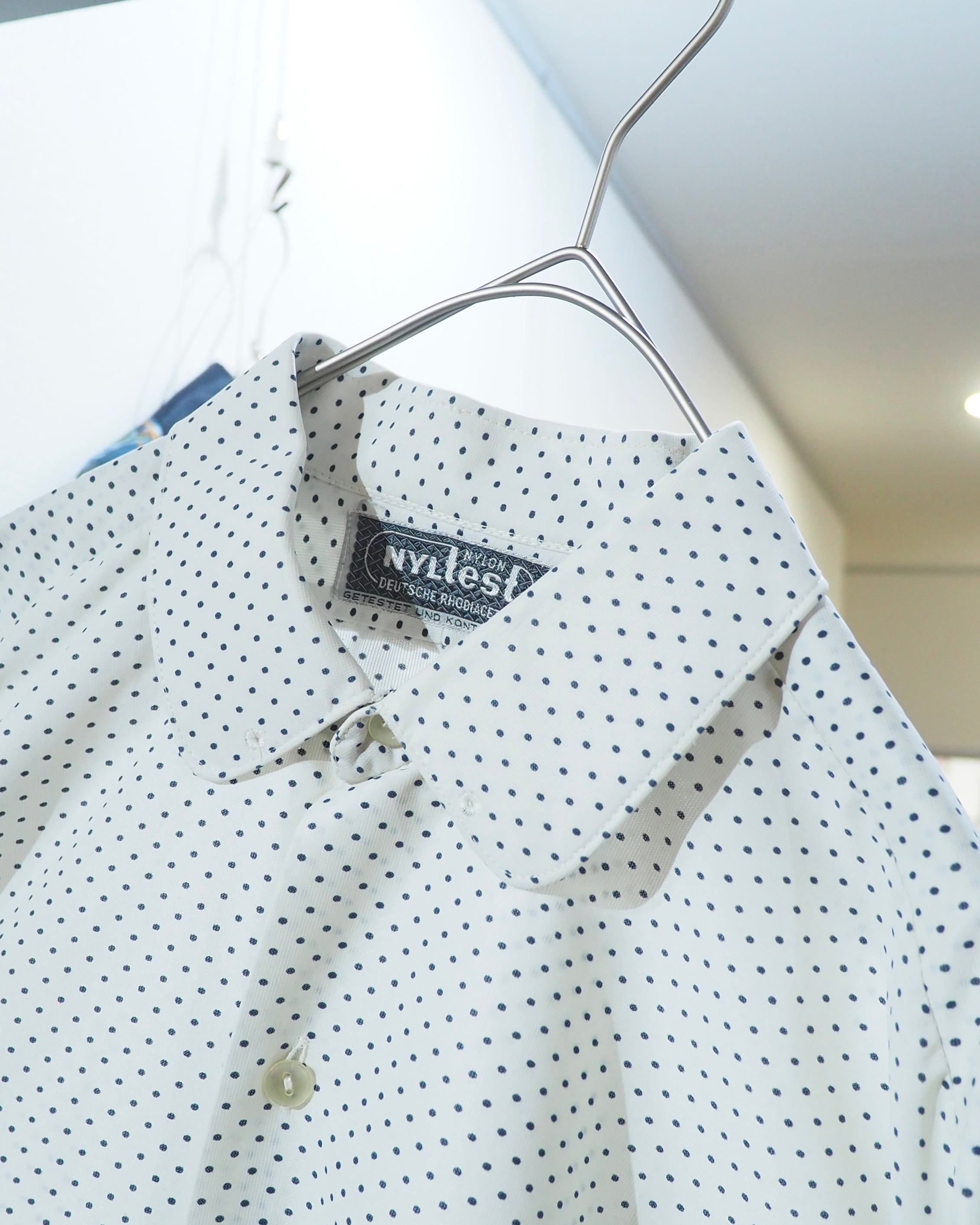 1970s ” Nyltest ” Dot pattern vintage Drape loose shirt