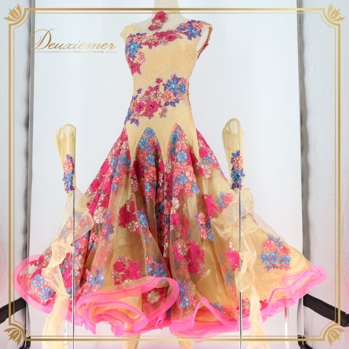 【社交ダンス衣装】ピンク ラテン ドレス ワンピース フリンジ 蛍光 デモ 競技 社交ダンス衣装】ピンク ラテン ドレス ワンピース フリンジ 蛍光 デモ