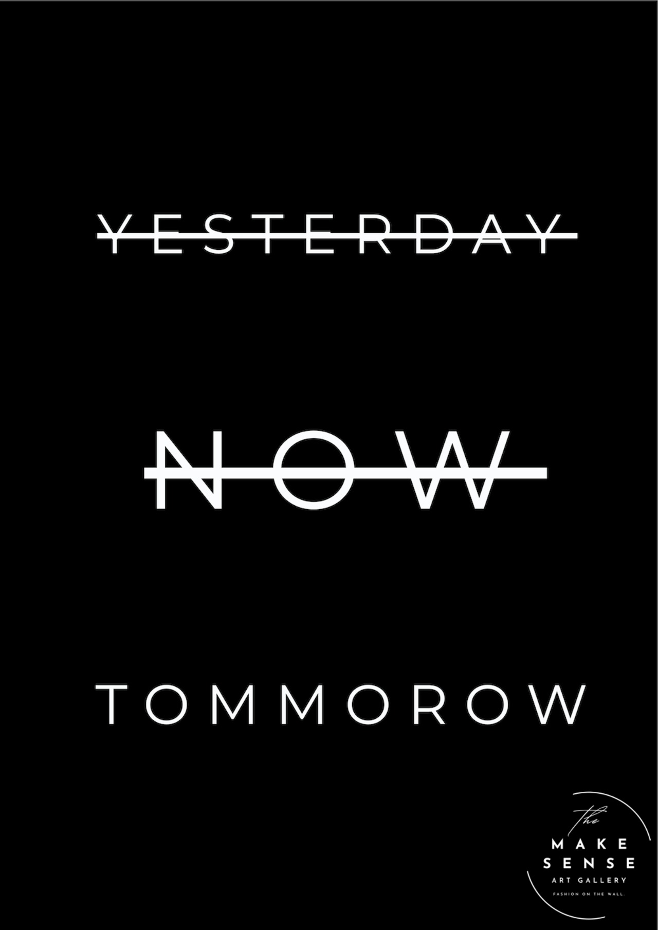 TOMORROWを強調した北欧ミニマルポスター｜シンプル モノクロ テキストアート モチベーション リビング 寝室にもA4ポスター