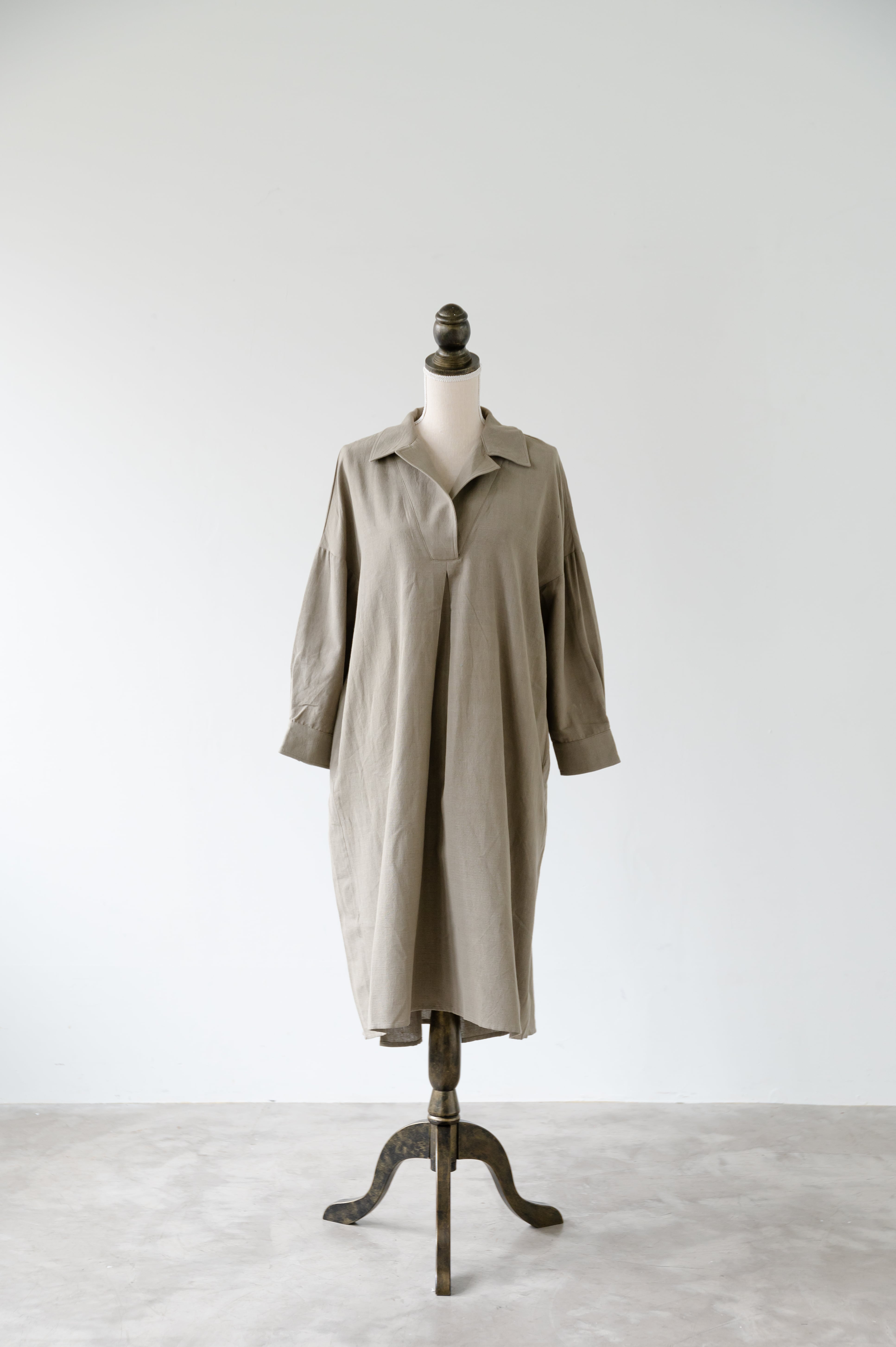 ORIENTAL GATE】 手紡ぎ手織りコットン テーラードカラーチュニック