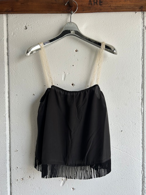 PONTI  silk rayon camisole fringed hem