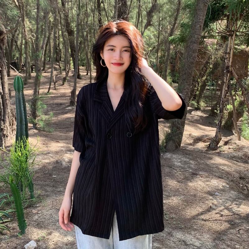 スタンダードブラックシャツ レディースサマー薄手ホワイトジャケット トップス レトロ 夏物 1号婦人11808348994