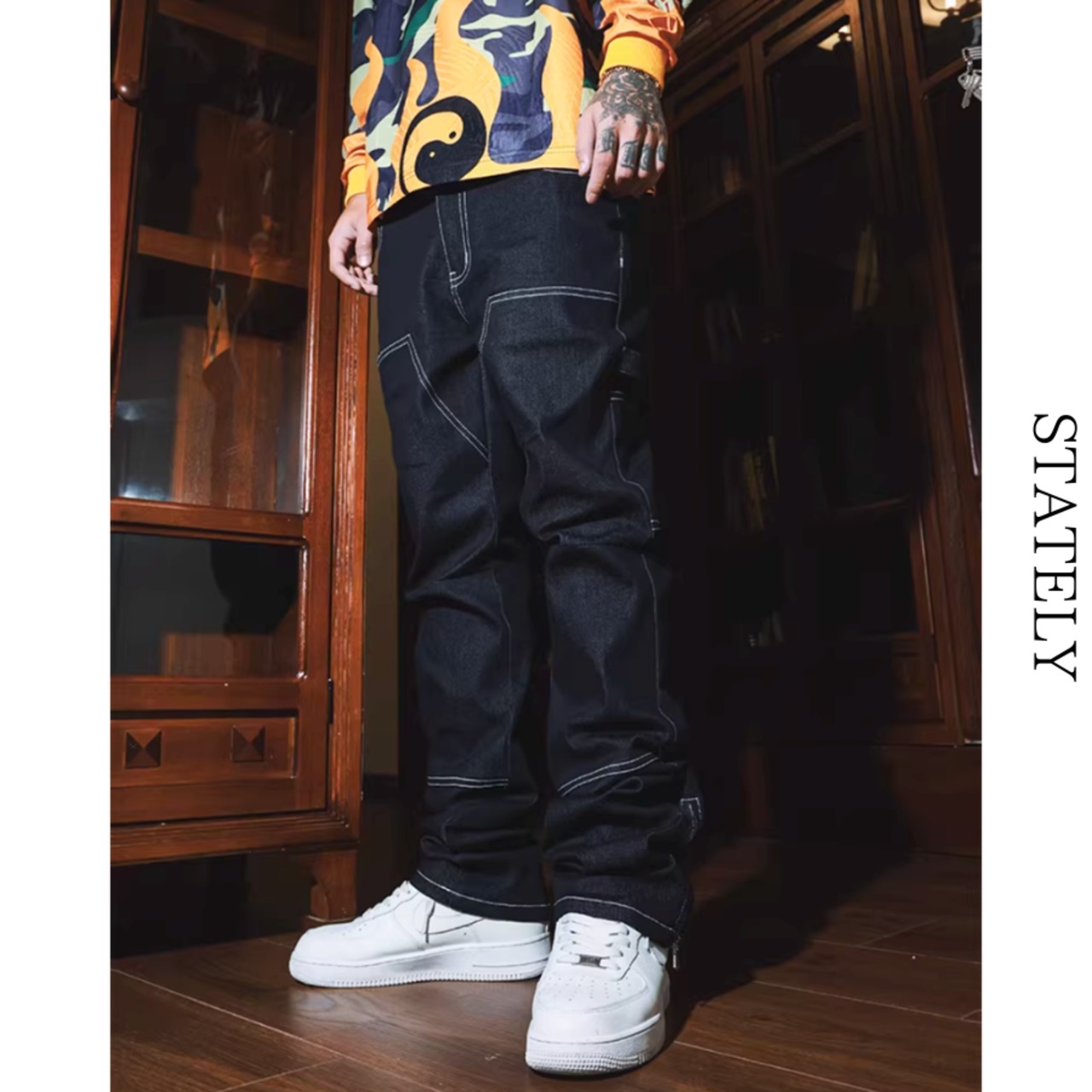 Contrast Stitch ストレッチデニムパンツ_B135・画像9