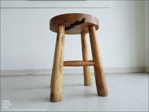 チーク無垢材 スツール / CirN 椅子 イス ナチュラル ベンチ カフェチェア 無垢材スツール 手作り家具 花台 ハンドメイド 送料無料