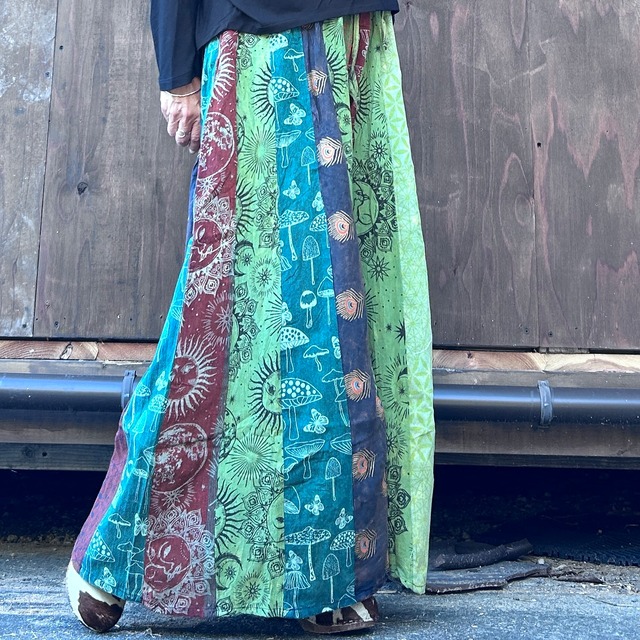 パッチワークワイドパンツ