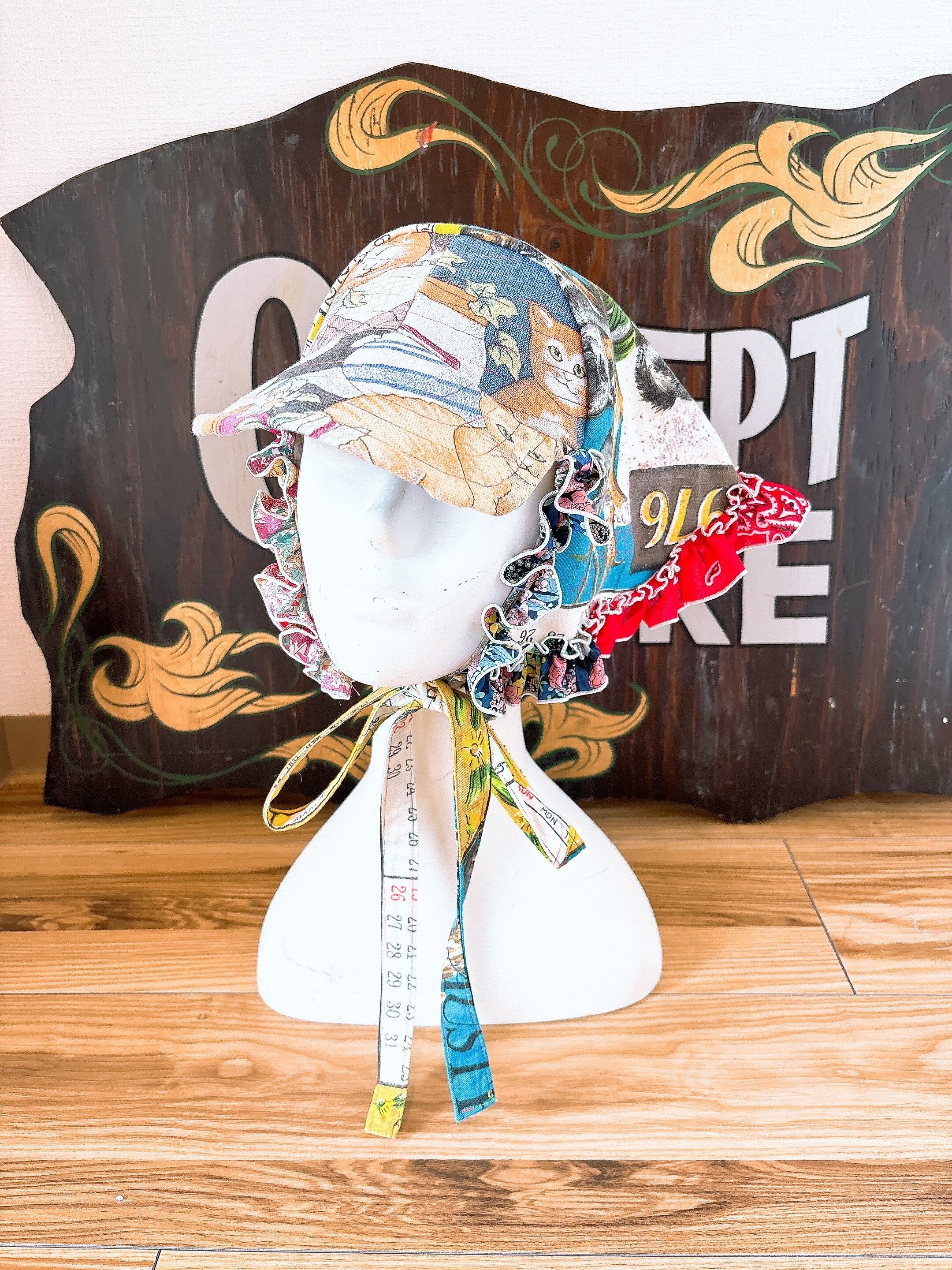 2wy babushka cap ヴィンテージ猫柄