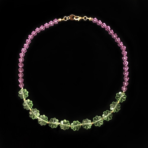 Green & purple flower necklace