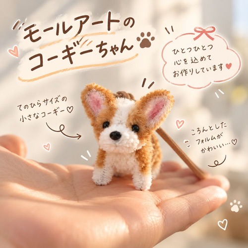 コーギー キーホルダー ぬいぐるみ 犬 チャーム モールアート ハンドメイド 手作り ミニサイズ 約4cm バッグチャーム ストラップ かわいい ふわふわ 犬グッズ 雑貨 小物 プレゼント ギフト