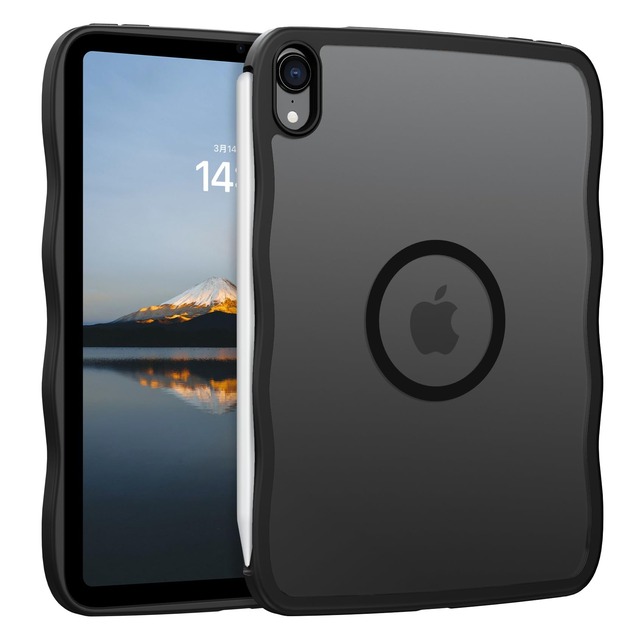 【新登場ー波状ケース】 GaoBao iPad mini7 ケース (A17 Pro、2024) iPad mini 第7/6世代 ケース (8.3インチ、2024/2021) うねうねシリーズ 強力マグネット MagSafe対応 Pencil Pro/USB-C対応 半透明 黄変防止 指紋防止 マット仕上げ 一体感 波状フレーム 耐衝撃 記念日プレゼント ブラック