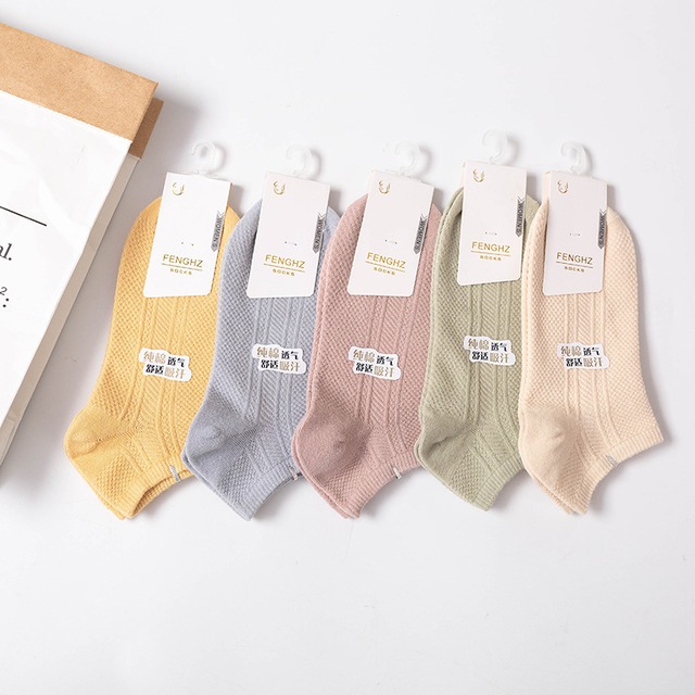 5足組 モノトーン 通気性 カジュアル 純綿 通勤通学  シンプル ショートソックス40304043