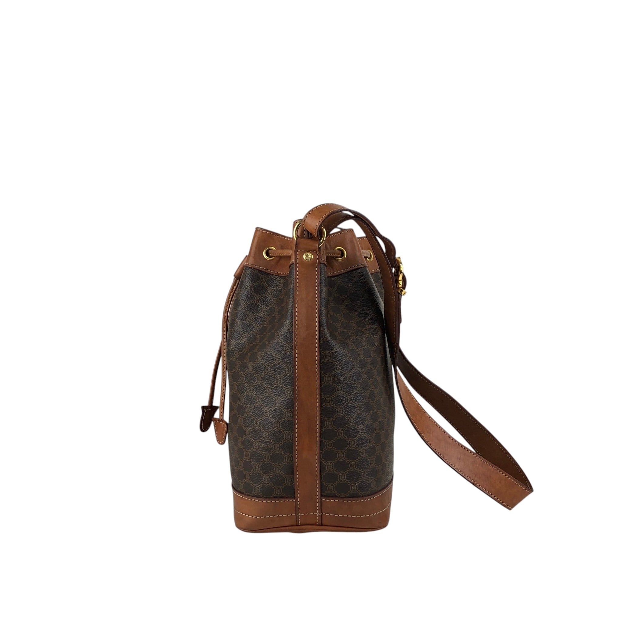 CELINE セリーヌ マカダム ショルダーバッグ ブラウン ブラゾン型押し