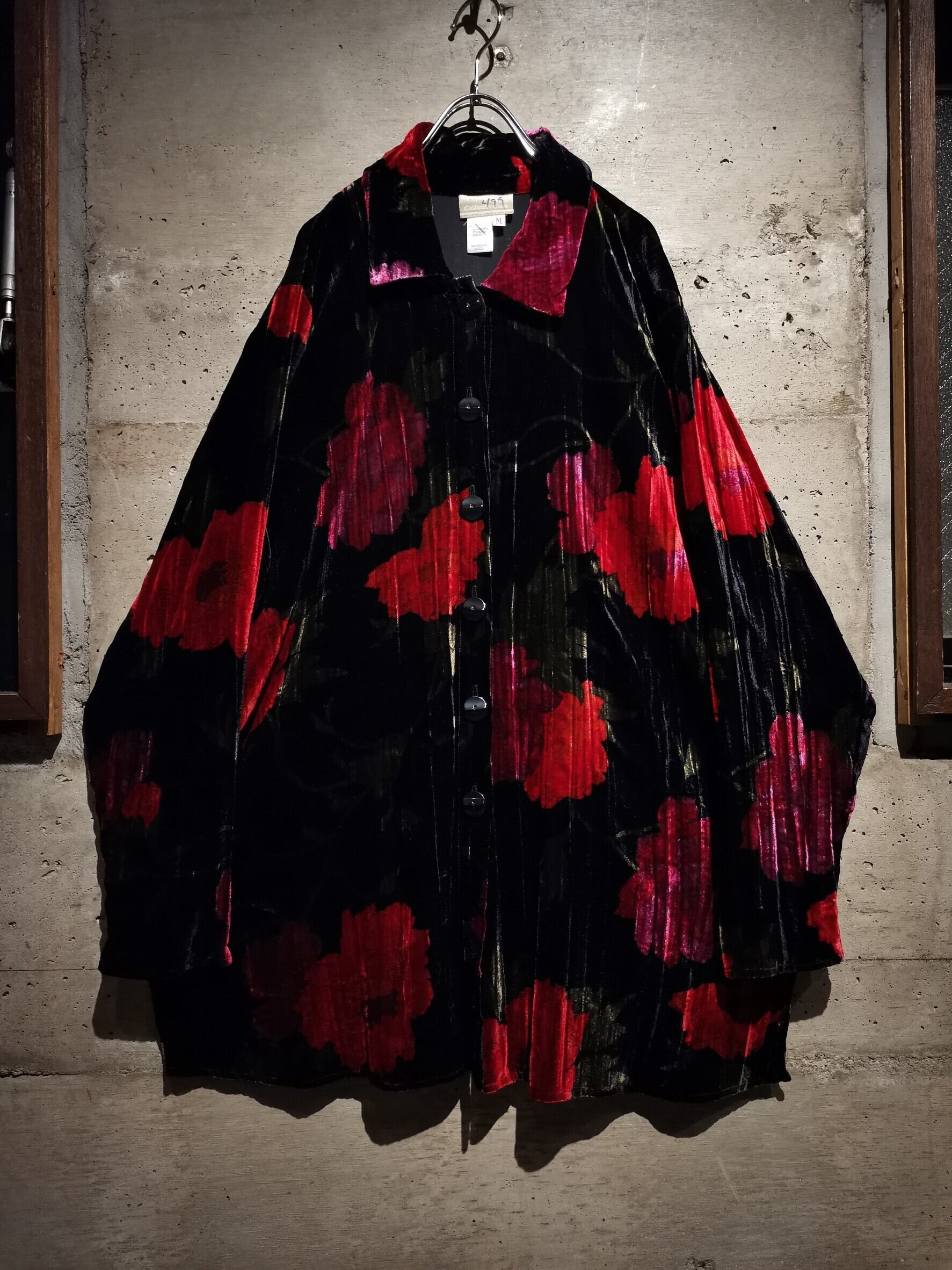Caka】Beautiful Flower Pattern Vintage Loose Velor Shirts | Caka 