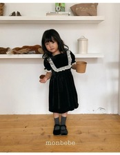 〖取寄〗韓国子供服 / 26winter / monbebe / アンナベルベットワンピース / キッズ *S~XL*