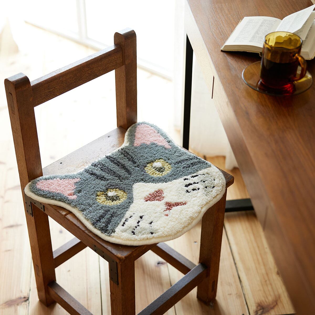 ネコカオ マット 9種類 35×38cm 洗える チェアパッド シート 猫 ネコ
