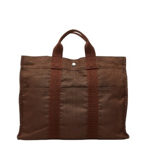 エルメス エールライン トートMM トートバッグ ハンドバッグ ブラウン キャンバス レディース HERMES 【中古】