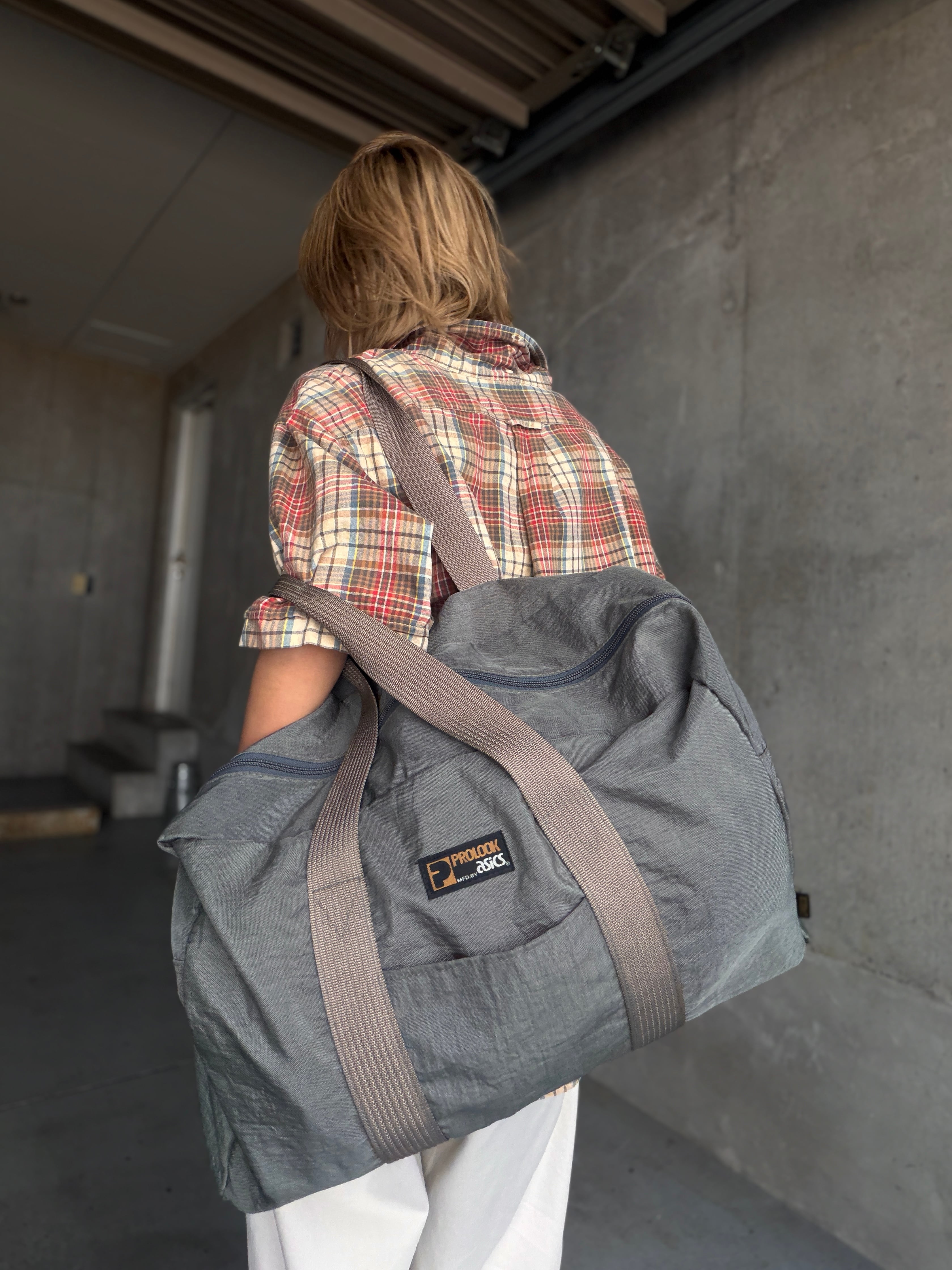 (AC1051)90's asics PROLOOK nylon boston bag