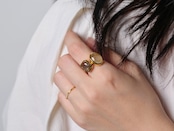 S925 SINGLE STONE THIN RING -GOLD RUTILE QUARTZ- 03