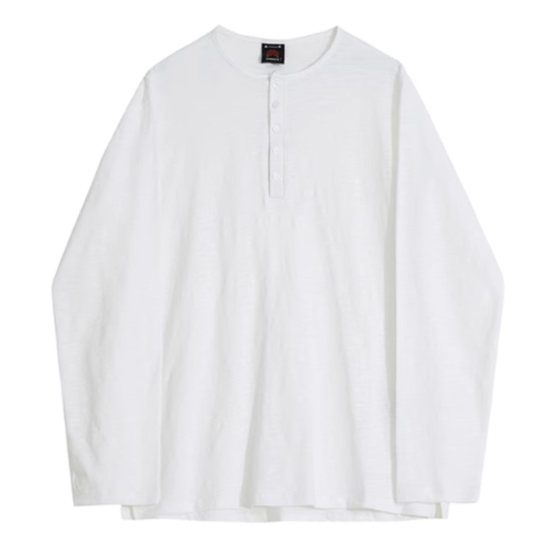 ヘンリーネックルーズロングTシャツ　0837