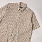 HARDY AMIES ハーディエイミス チェック BD ボタンダウン シアサッカー 半袖シャツ LA/イエロー メンズ