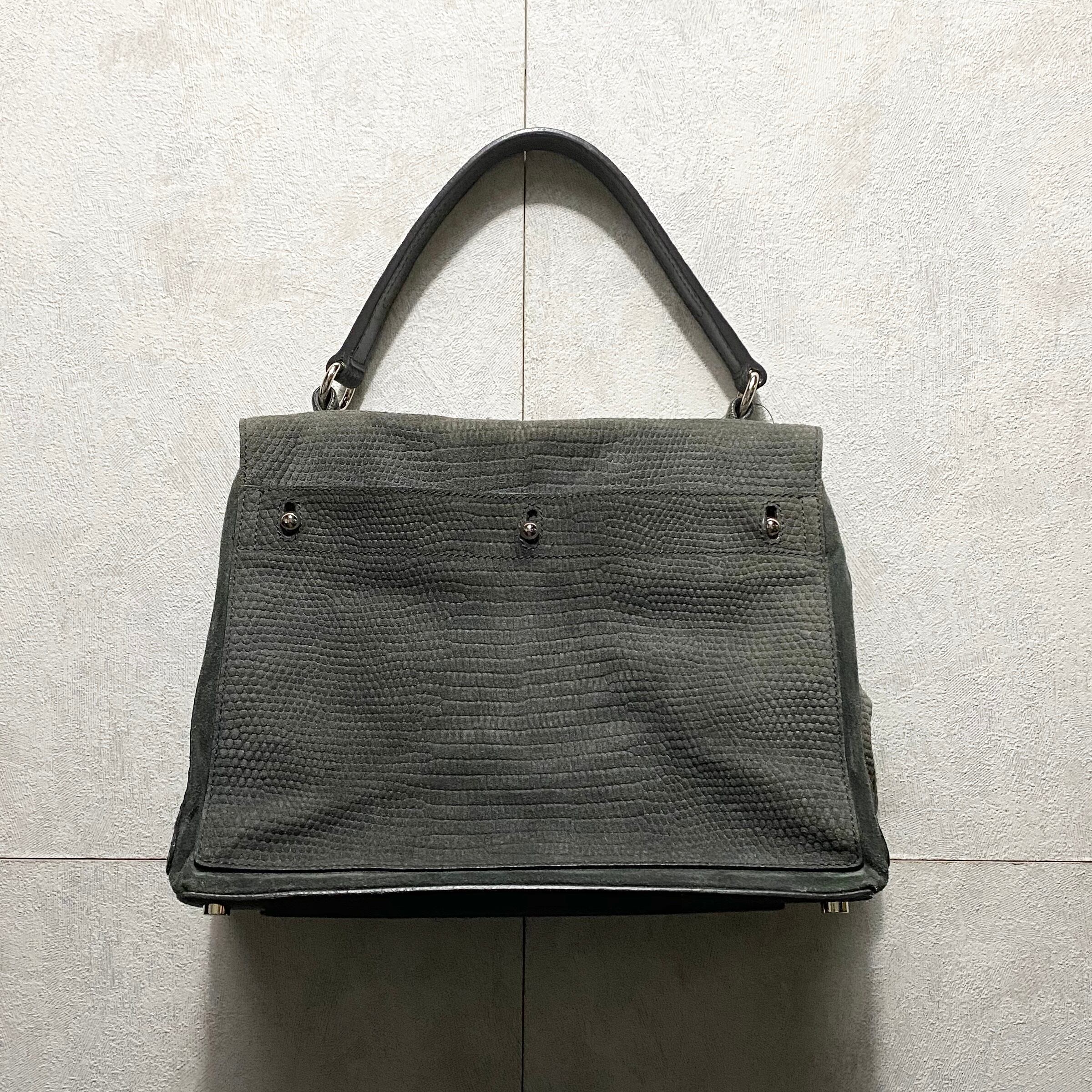 YVES SAINT LAURENT embossed leather hand bag “muse two” | NOIR ONLINE