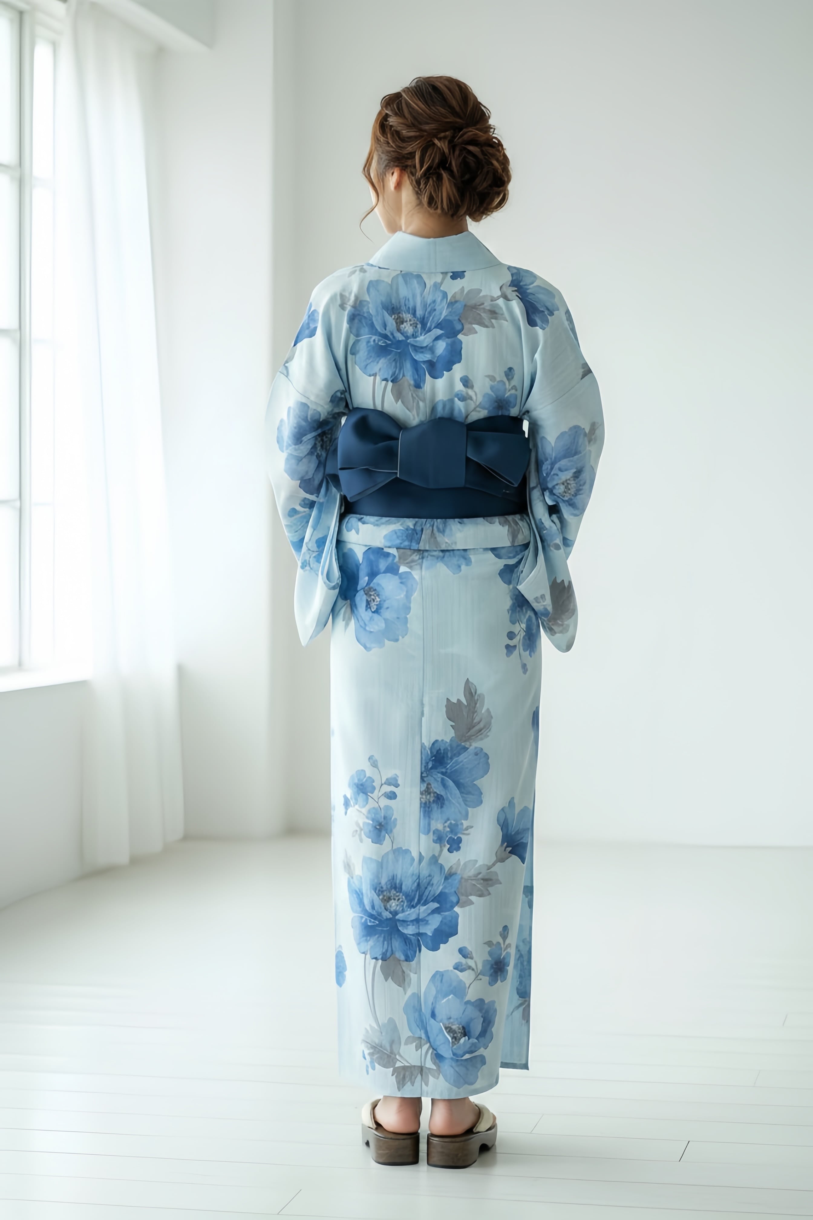 浴衣ジェンヌ 浴衣単品 ポリエステル 青 ブルー 白 ゆかた 浴衣ジェンヌ 浴衣5点セット ライトブルー 青 ポリエステル ゆかた