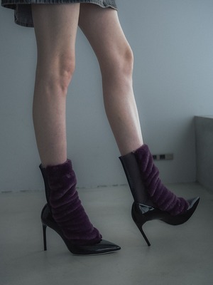 Faux Fur Mesh Socks / PURPLE×NAVY