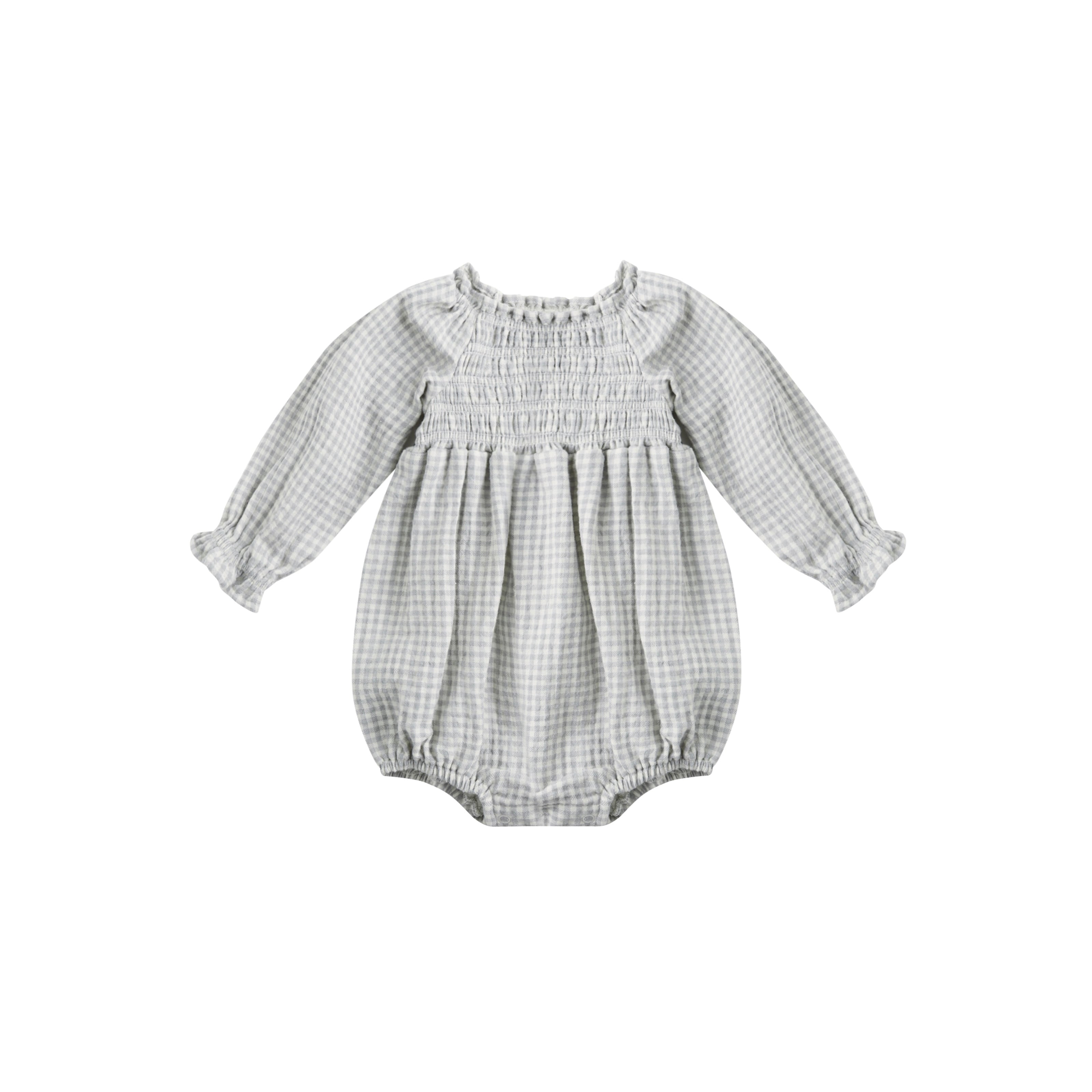 Quincy Mae(クインシーメイ) / 25aw EDEN ROMPER BLUE GINGHAM / BLUE / 6-12M・12-18M