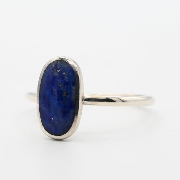 Lapis Lazuli Inlay Oval Top Statement Ring #13.5 / Denmark