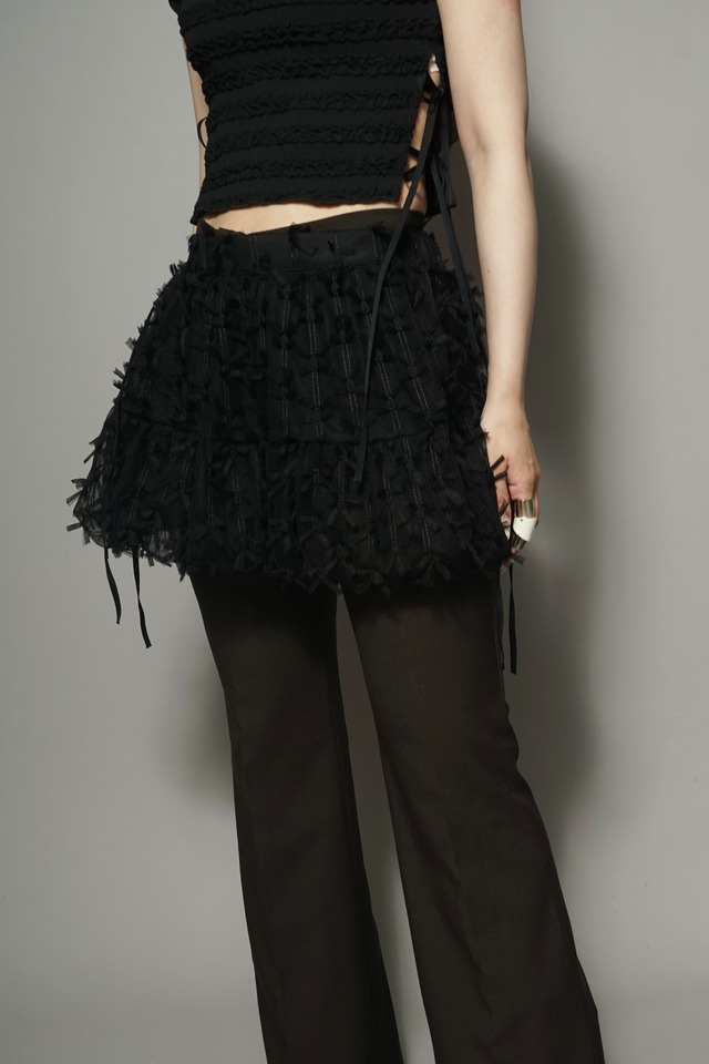 TULLE RIBBON BALLOON SKIRT  (BLACK) 2404-24-723